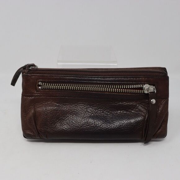 Fossil Wallet Brown Leather Clutch Used Very Good Condition - Picture 3 of 5